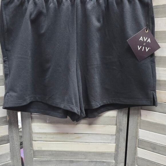 Plus Size Fleece Lounge Shorts | Ava & Viv | 0X(14W) - Picture 2 of 10